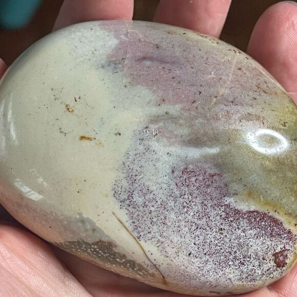 Ocean Jasper palm stone crystal natural orbicular orbs green white red yellow br - Picture 7 of 10